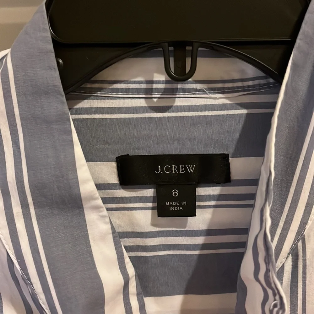 J. Crew Band-Collar Cotton Poplin Tunic in Stripe | Blue and White | 8 - Picture 5 of 7